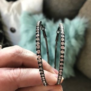 Black pave hoop earrings